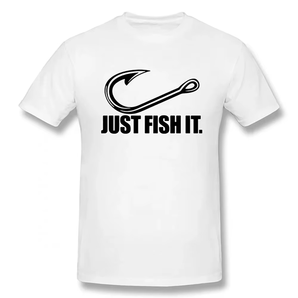 T-shirt d'été amusant pour homme, motif 'Love Fishing', 'Just Fish It', style Hip Hop, en coton, pou