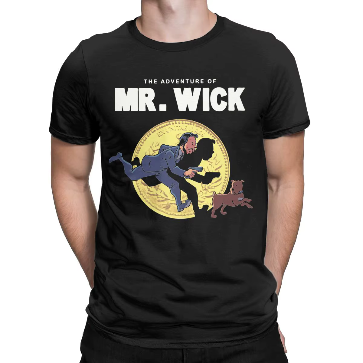 T-Shirt à Manches Courtes en Coton pour Homme, Vêtement Vintage, Col Ras du Cou, John Wick The Movie