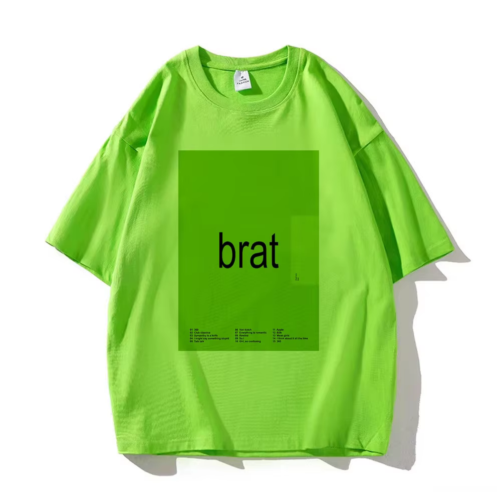 Charmovies Xcx Brat-T-shirt ras du cou pour femme, vêtement graphique de styliste, années 2000