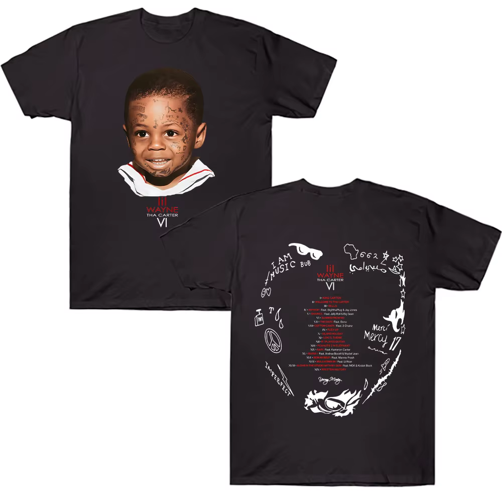Rappeur Lil Wayne Tha Carter VI T-shirt graphique homme Hip Hop Vintage gothique T-shirt coton surdi