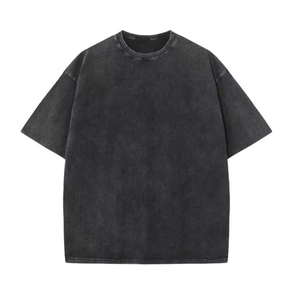 T-shirt rétro en coton pour hommes et femmes, manches à épaules tombantes, t-shirts vintage à manche