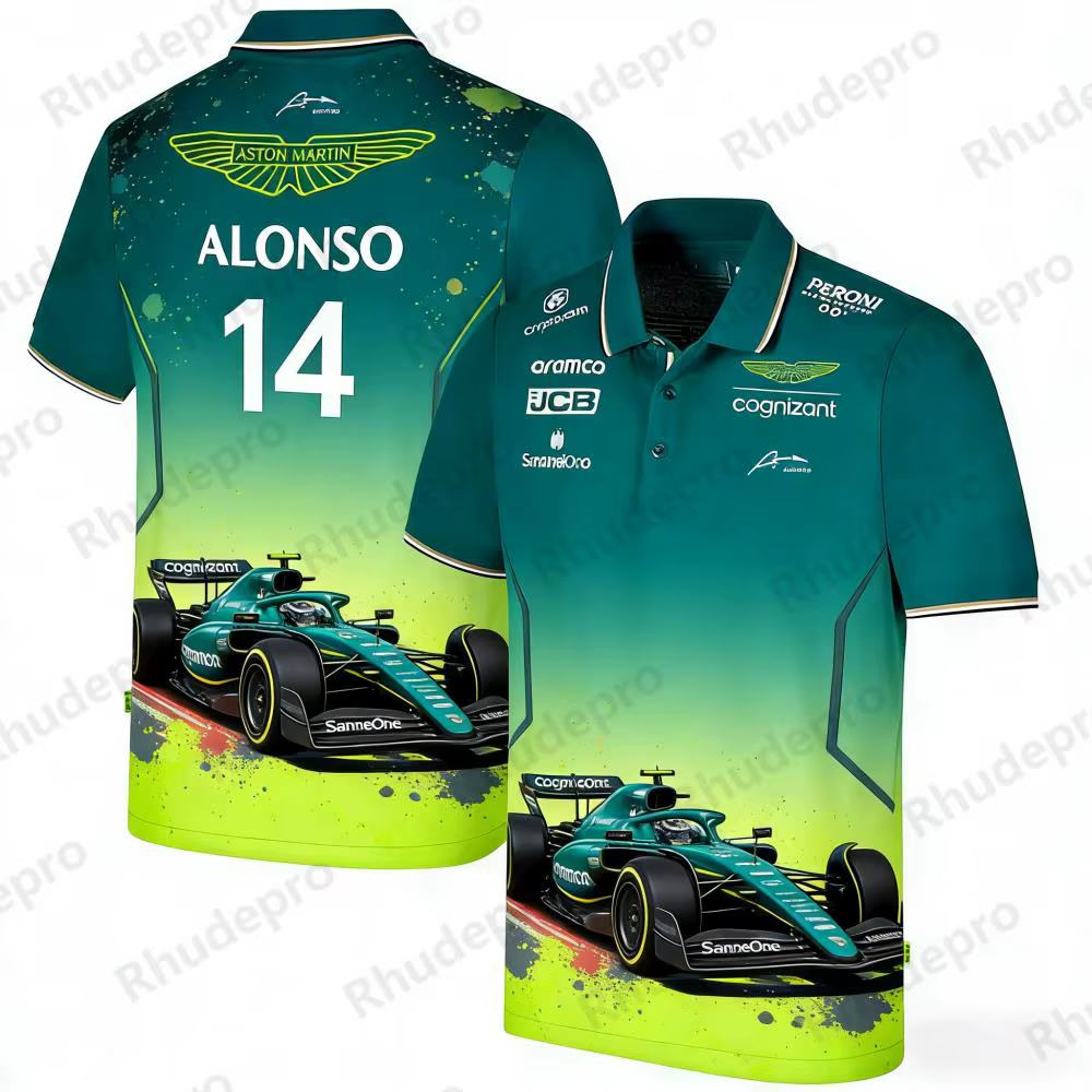 Aston Martin 2026 Polo Fernando Alonso No. 14 t-shirt de course de l'équipe des coureurs espagnols,