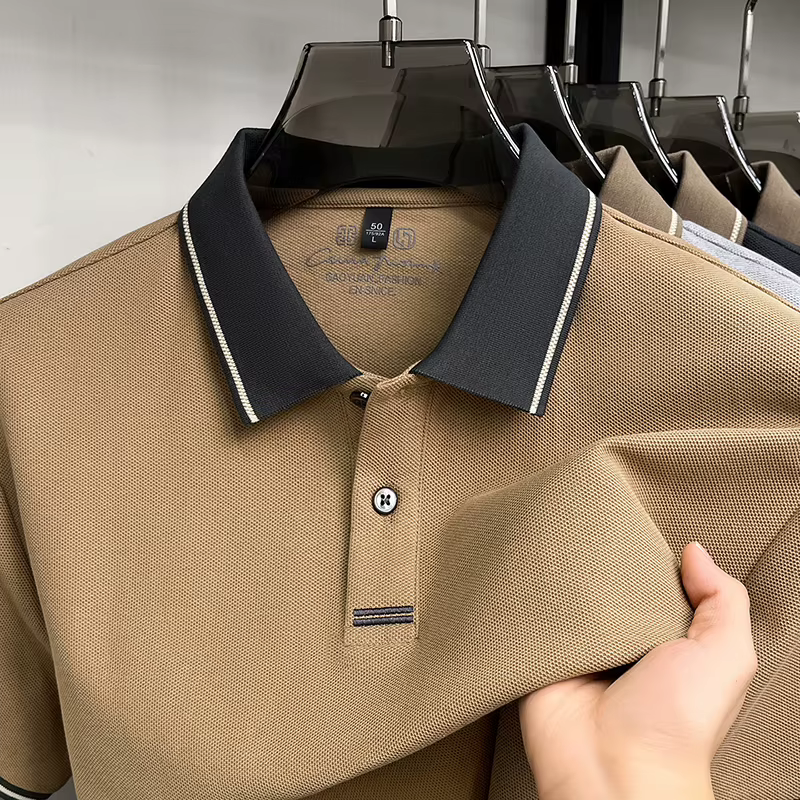 Polo imprimé pour homme de haute qualité, 100% coton, manches courtes, couleur unie, col à revers, t