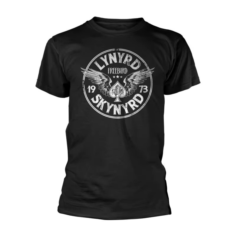 T-shirt Free Bird de Lynyrd Skynyrd, T-shirt Southern Rock avec imprimé Winged Spade et emblème 1973
