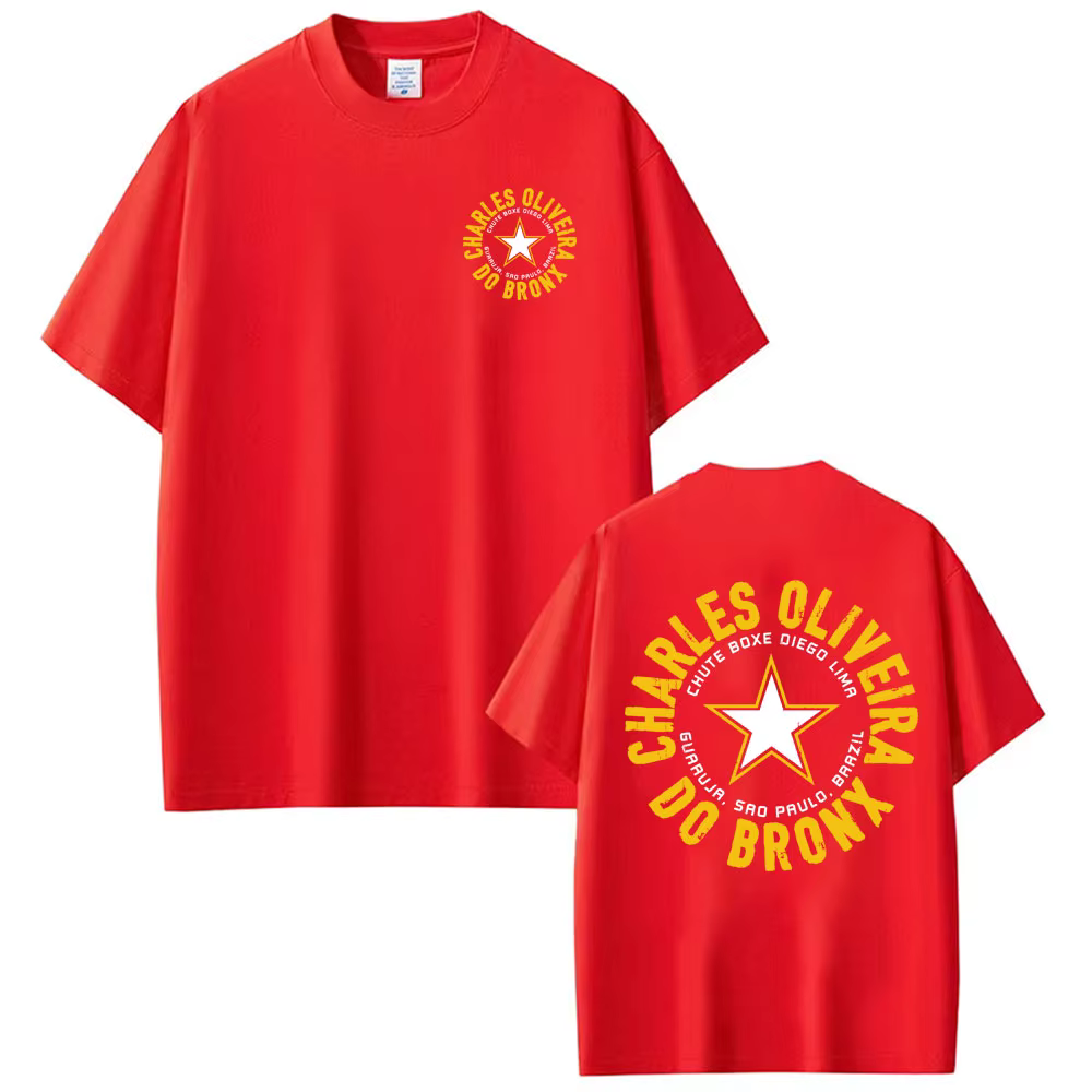 T-shirts imprimés avec le logo de Charles Oliveira Do Bronx pour hommes et femmes, t-shirt vintage à