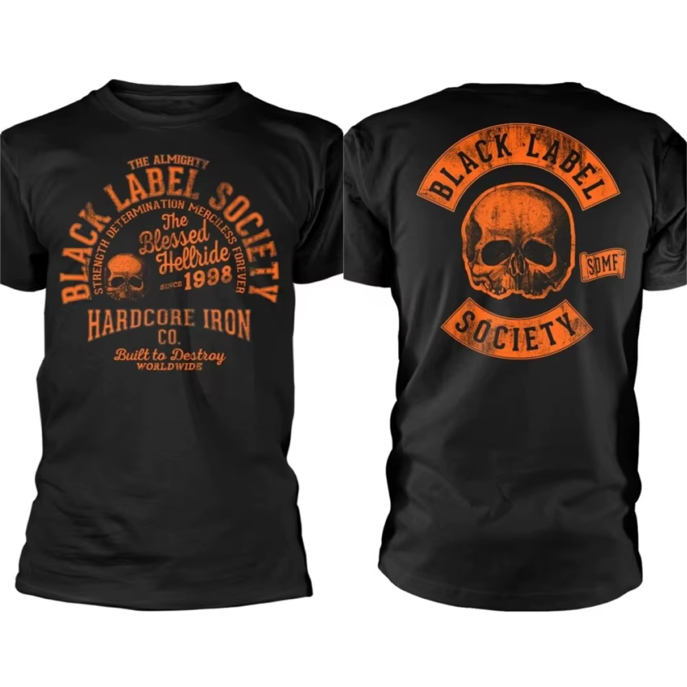 T-shirt graphique Men's Society Hardcore Hell Tour - T-shirt décontracté à col rond avec logo BLS of