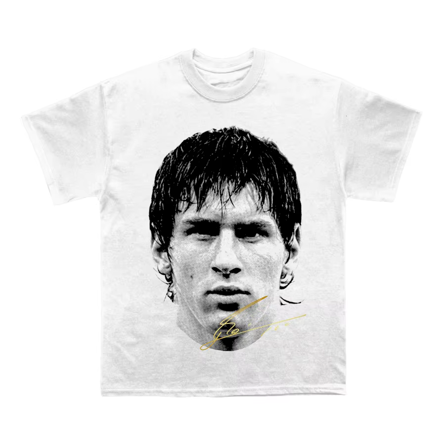 T-shirt en coton blanc pour homme Lionel Messi, style vintage, streetwear décontracté