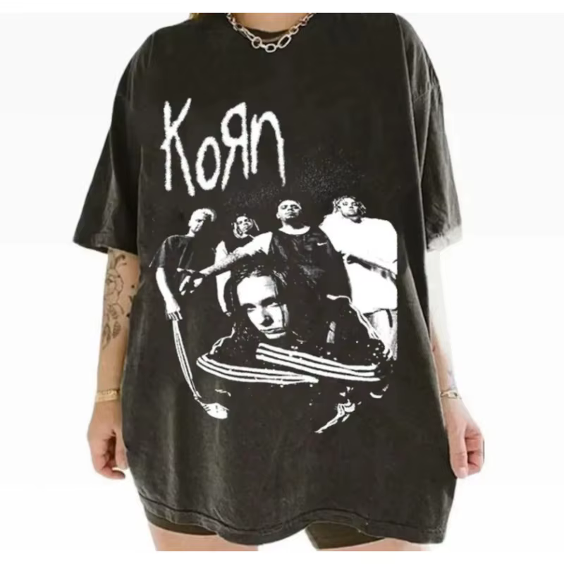 T-shirt rétro Korn Band, T-shirt de rue, nouveau T-shirt d'été unisexe décontracté en coton