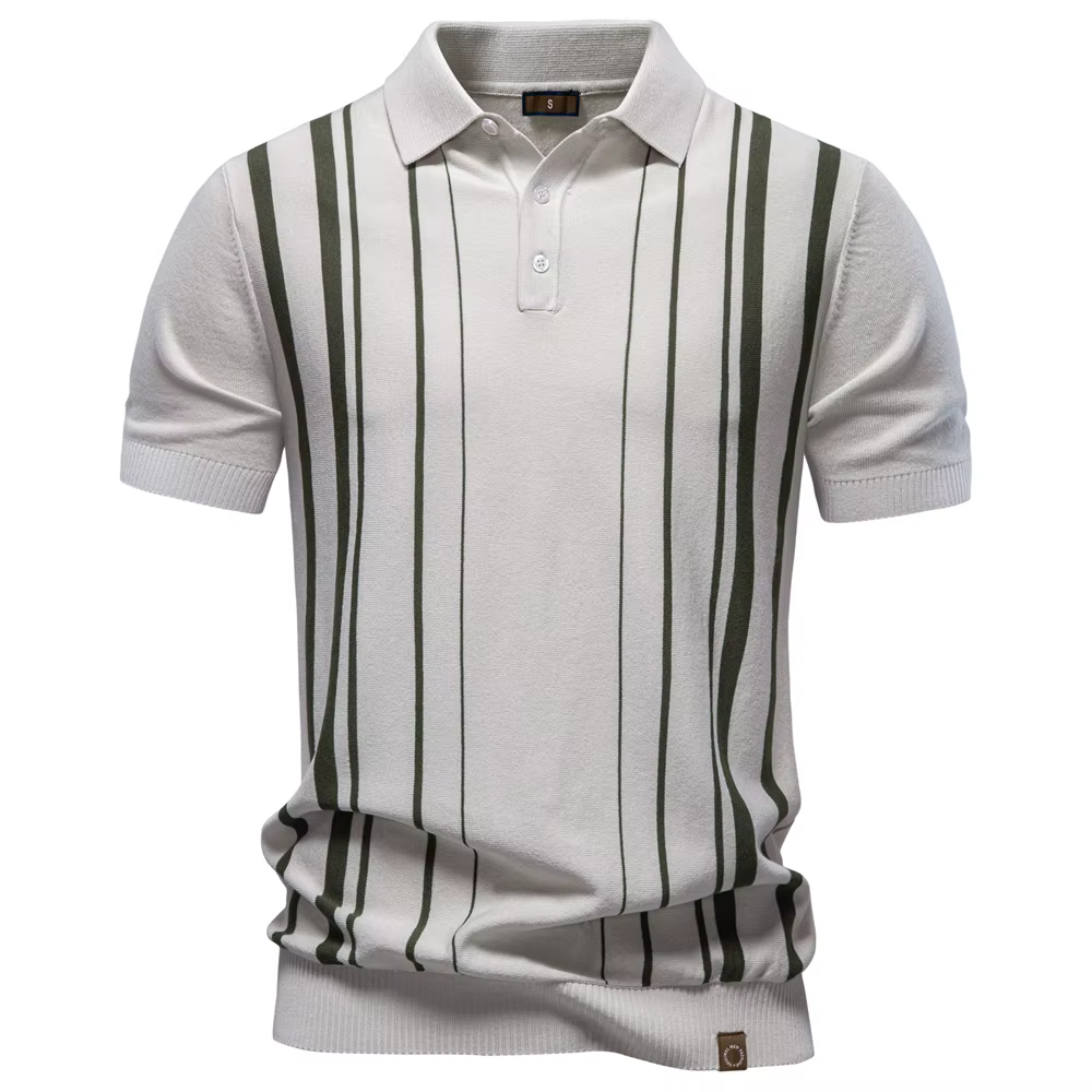 Polo Homme 2026 Rayé Style Old Money Manches Courtes Doux Respirant Décontracté Élégant Quotidien Lu