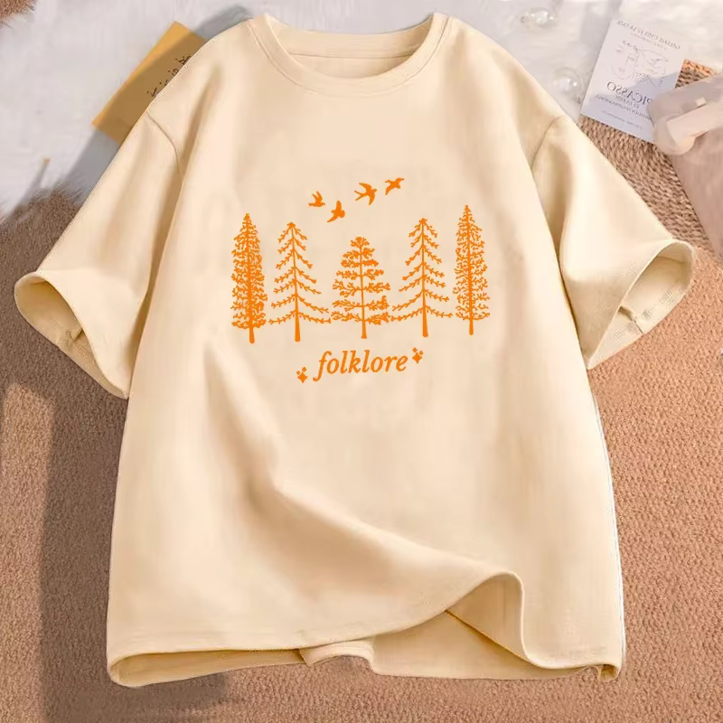 T-shirt manches courtes femme, vintage, en coton
