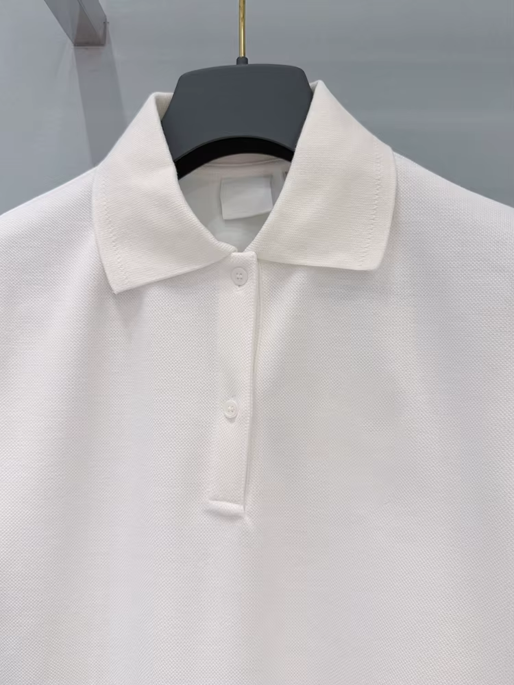 Polo en coton blanc slim décontracté pour femme, col rabattu, manches courtes, couleur unie, collect