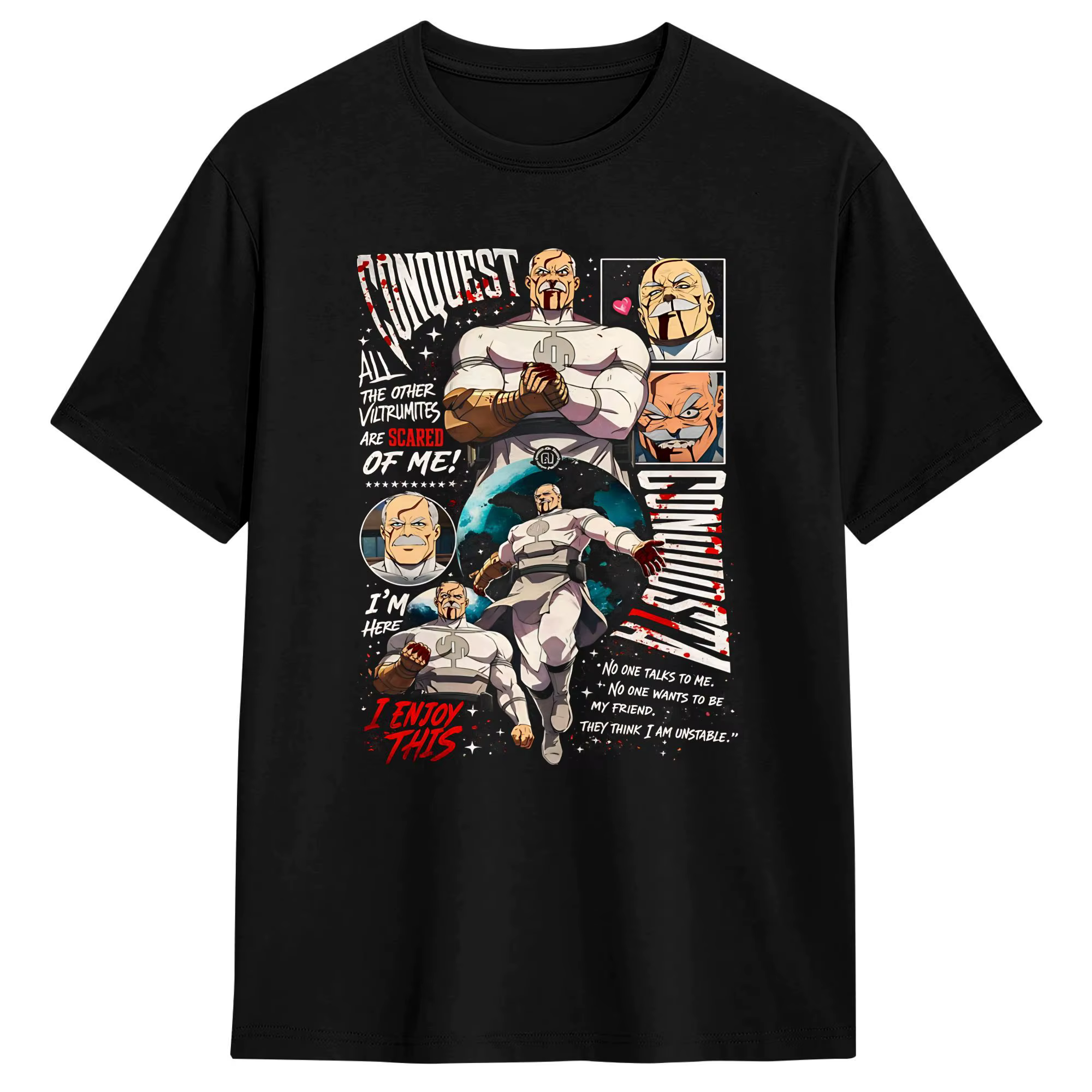 T-shirt Harajuku Conquest invincible, T-shirts décontractés pour homme, esthétique estivale, manches