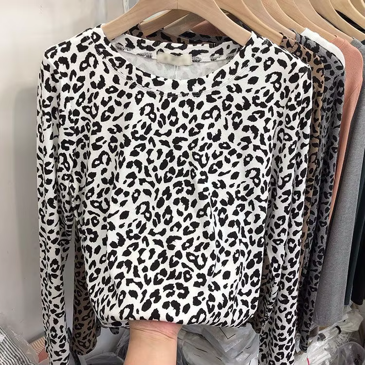 OCEANLOVE Y2k vêtements léopard t-shirt pour femmes Vintage printemps automne bases Ropa De Mujer mo