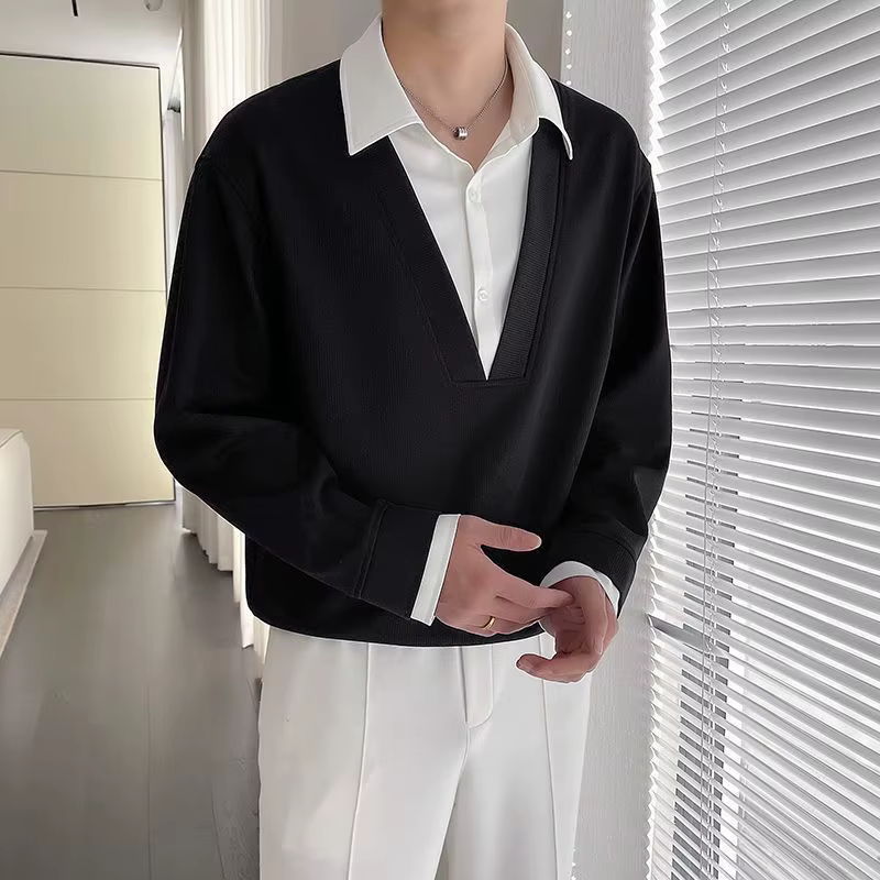 Pull à col roulé pour homme, printemps et automne, décontracté, à porter avec un pantalon