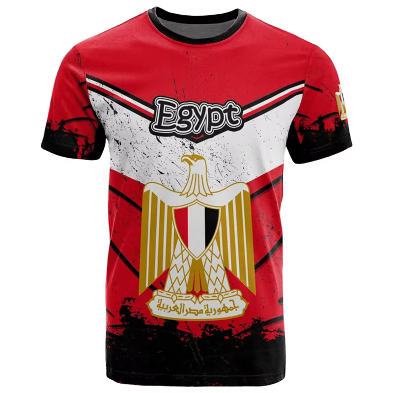 T-shirt à manches courtes et col rond pour homme, vêtement de sport surdimensionné, avec drapeau égy