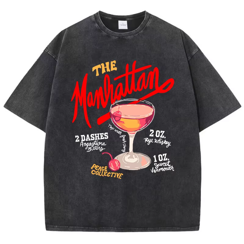 DistMurcia-T-shirt à col rond en coton délavé pour femme, vêtement à la mode, imprimé, Manhattan, No