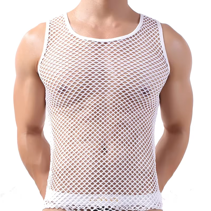 Débardeurs à la mode pour hommes, maillot de corps ajouré, gilet sans manches respirant en maille