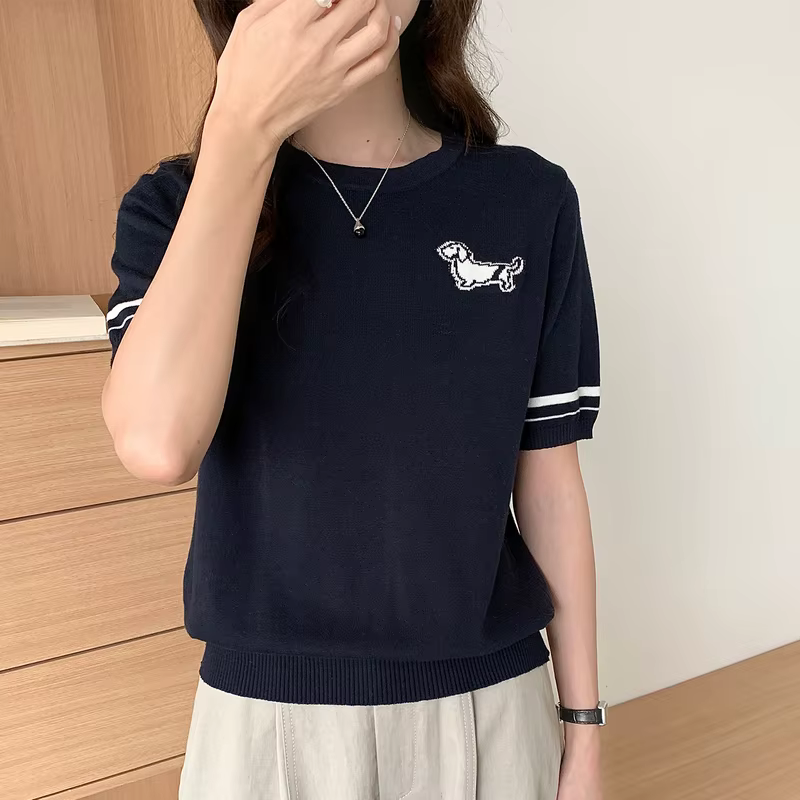 T-shirt d'été pour femmes, 100% coton, manches courtes, col rond, vêtements décontractés, pull basiq