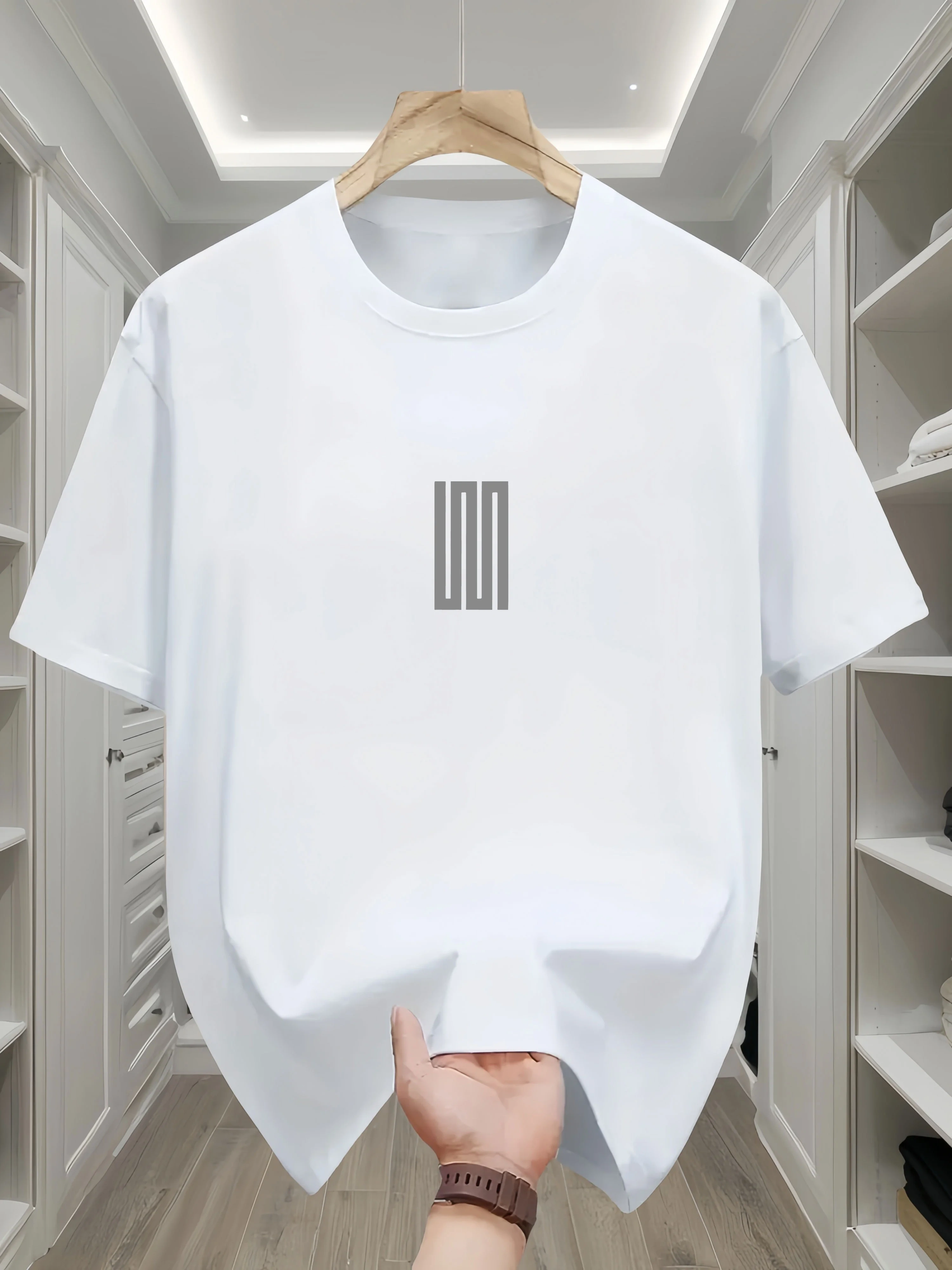 T-shirt surdimensionné pour homme 100% coton - Respirant, manches courtes, col rond avec imprimé min