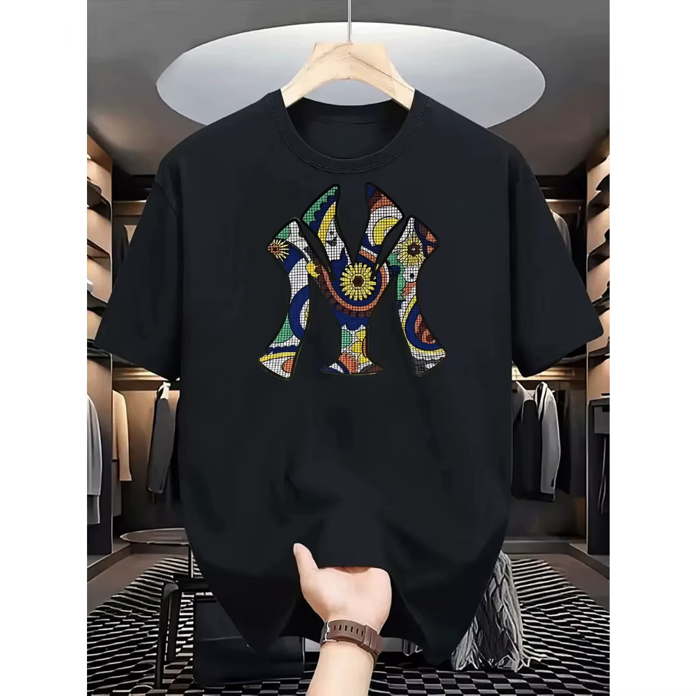 T-shirts graphiques pour hommes - Col rond décontracté, manches courtes, essentiels d'été, imprimés