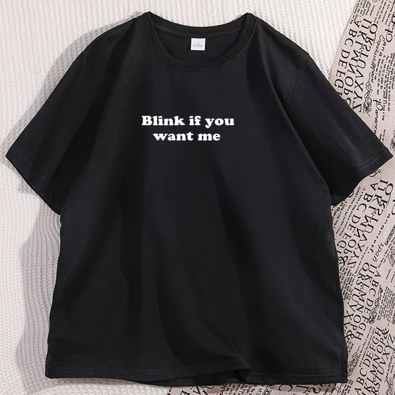 T-shirt Blink If You Want Me Y2K, t-shirt humoristique avec Meme des années 90, t-shirts graphiques 