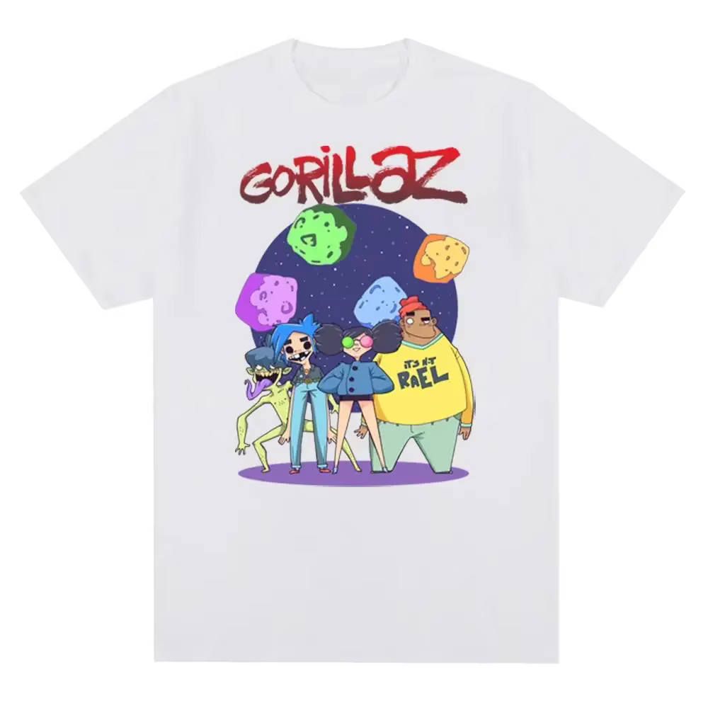 Groupe de musique Gorillazs Punk Rock imprimé t-shirt années 90 décontracté mode manches courtes gra
