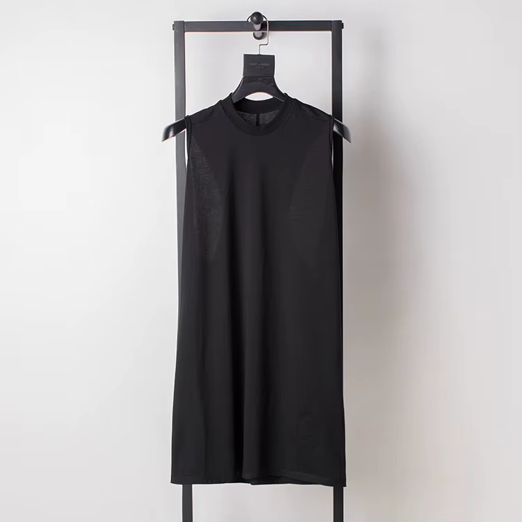 Dark RICK RO Style coton haute rue hommes couleur unie petit col épaules dénudées grand en forme de