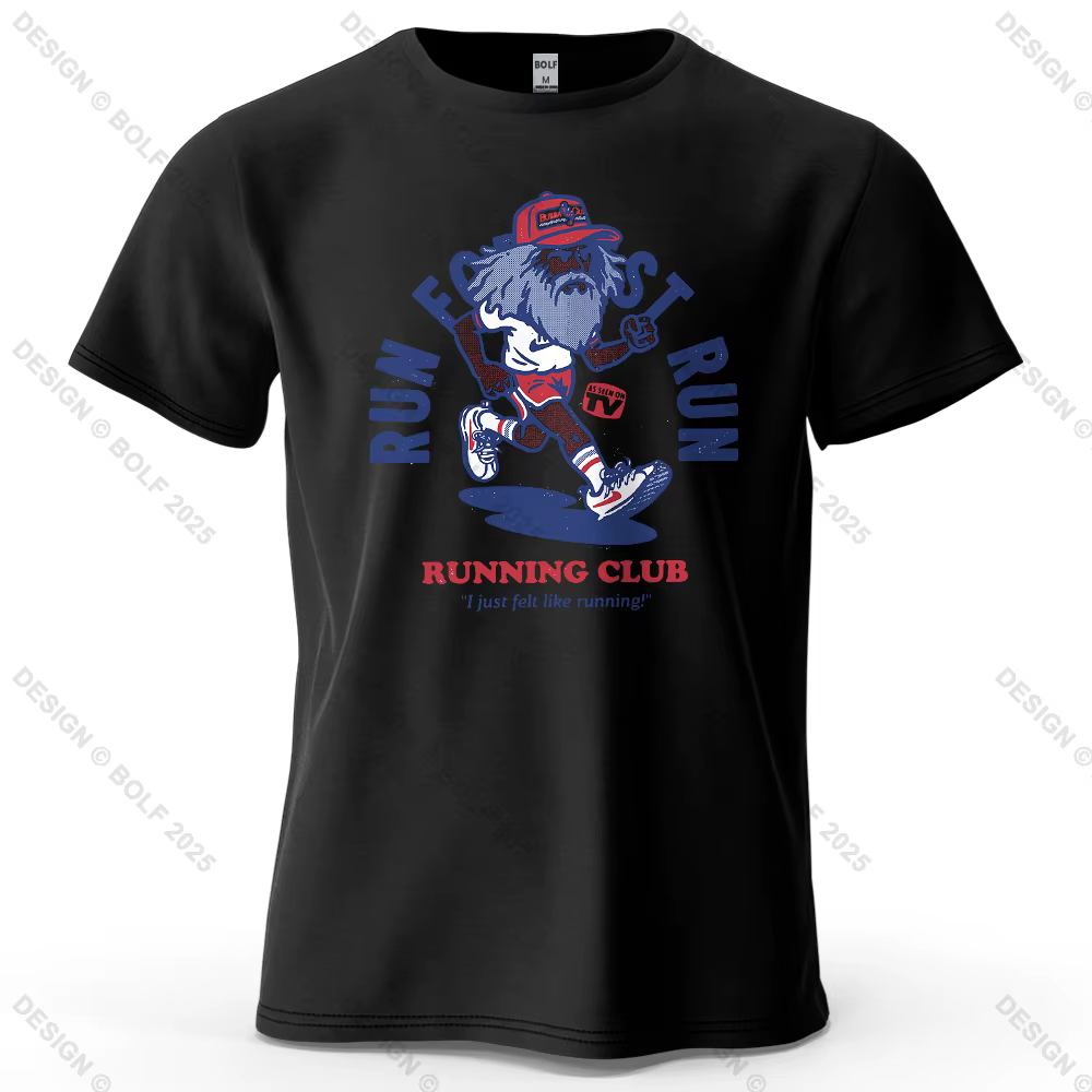 T-shirt imprimé Running Club pour hommes, 100% coton, surdimensionné, avec motif de motivation fitne