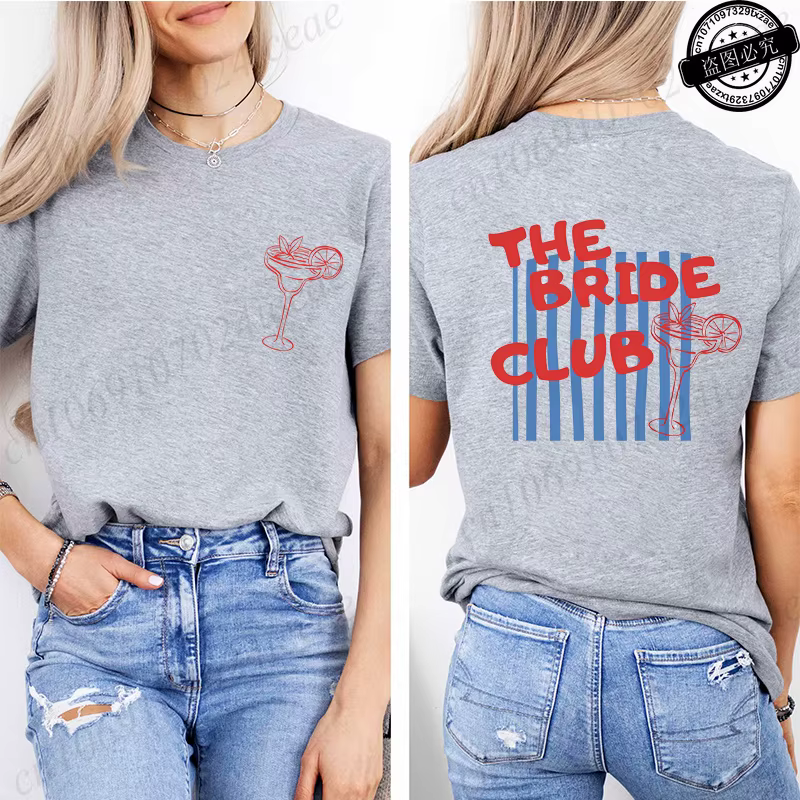 T-shirt de fête prénuptiale The Bride Club pour femme, motif graphique rétro, hauts pour demoiselles