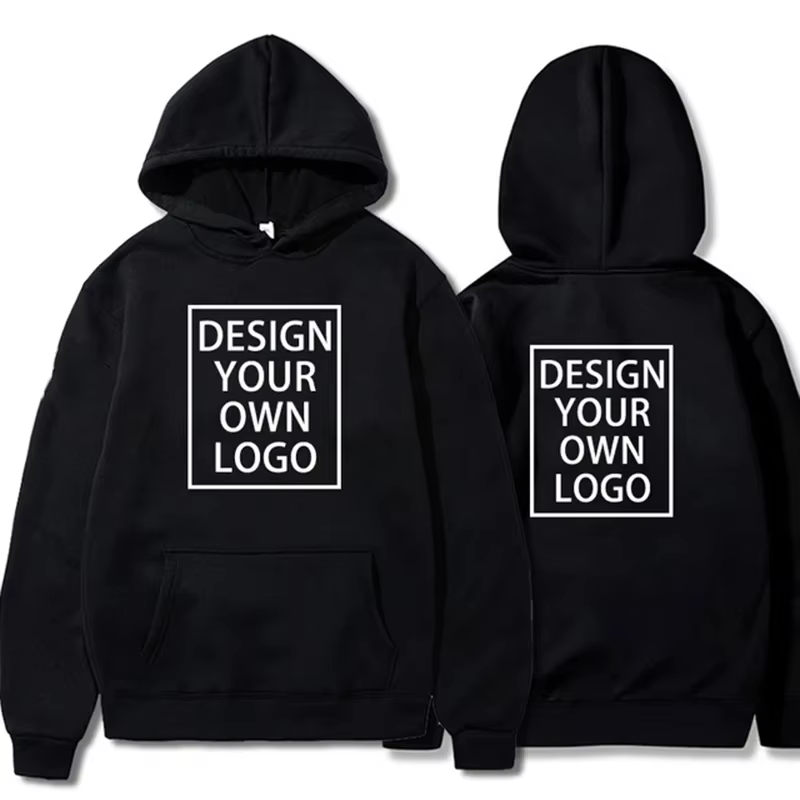 Sweat-shirt à capuche personnalisé pour hommes et femmes, pull-over, texte d'image personnalisé, uni