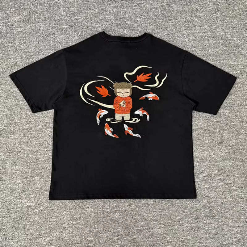 T-shirt de marque streetwear Derschutze, de haute qualité, décontracté, ample, avec motif brodé, man