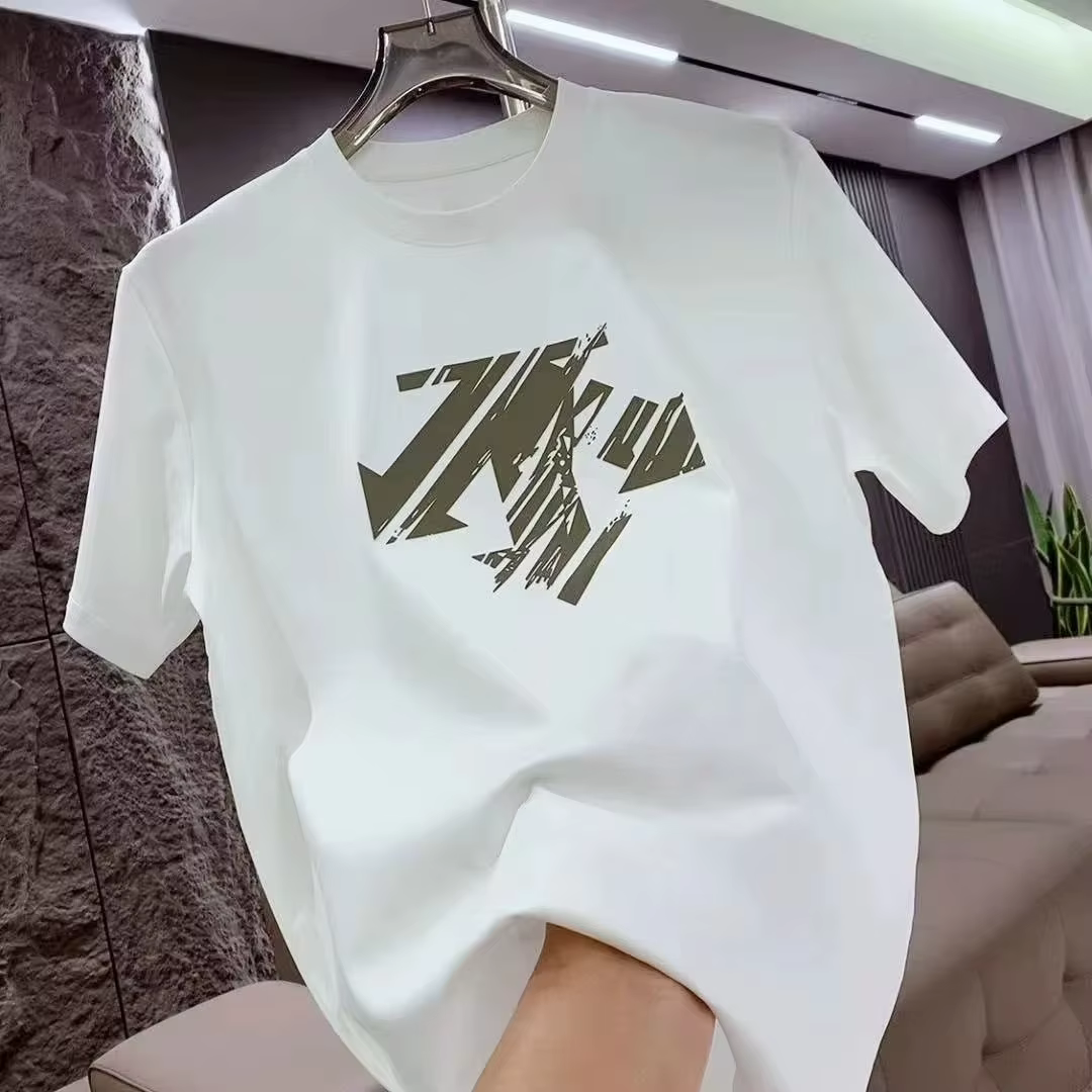 Nouveau T-shirt Homme Col Rond Manches Courtes 100% Coton Lourd Tendance Été 2026 – Imprimé Décontra