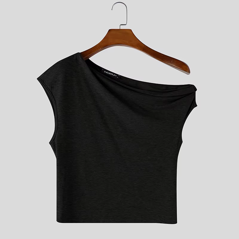 INCERUN Débardeurs Homme Unisexe, Couleur Unie, Sans Manches, Épaules Dénudées, Style Streetwear Sex