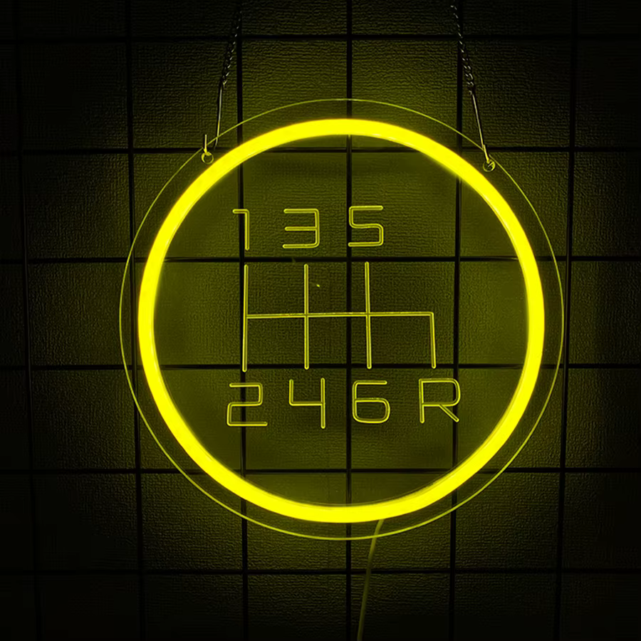 Enseigne au néon LED pour garage, icône d'engrenage sculptée en 3D, alimenté par USB, utilisée pour