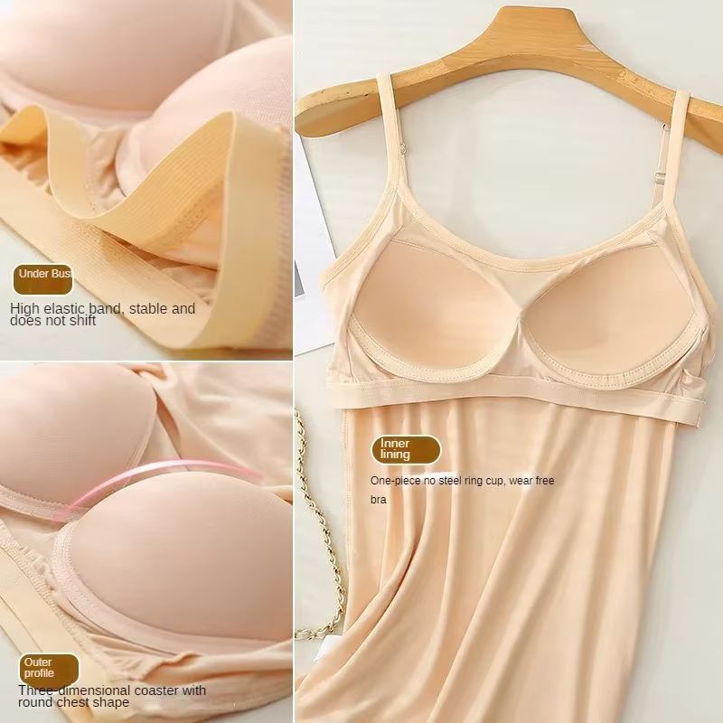 M-3XL pour 35-85kg Modal grande taille Camisole débardeur avec tasse fixe poitrine rembourrée vêteme
