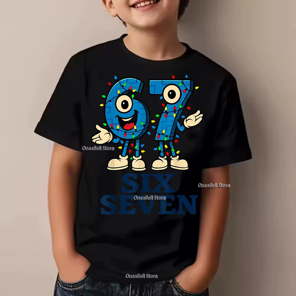 T-shirt graphique pour enfants avec motif de Noël SIX SEVEN 67, en coton doux, vêtements de fête pou