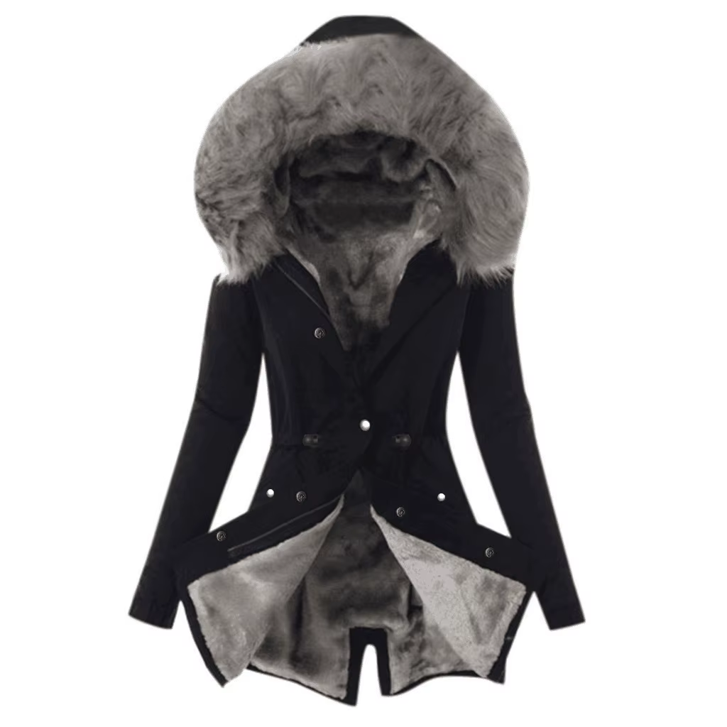 Parka à capuche pour femmes, manches longues, manteaux ajustés, boutons, solide, fermeture éclair, é