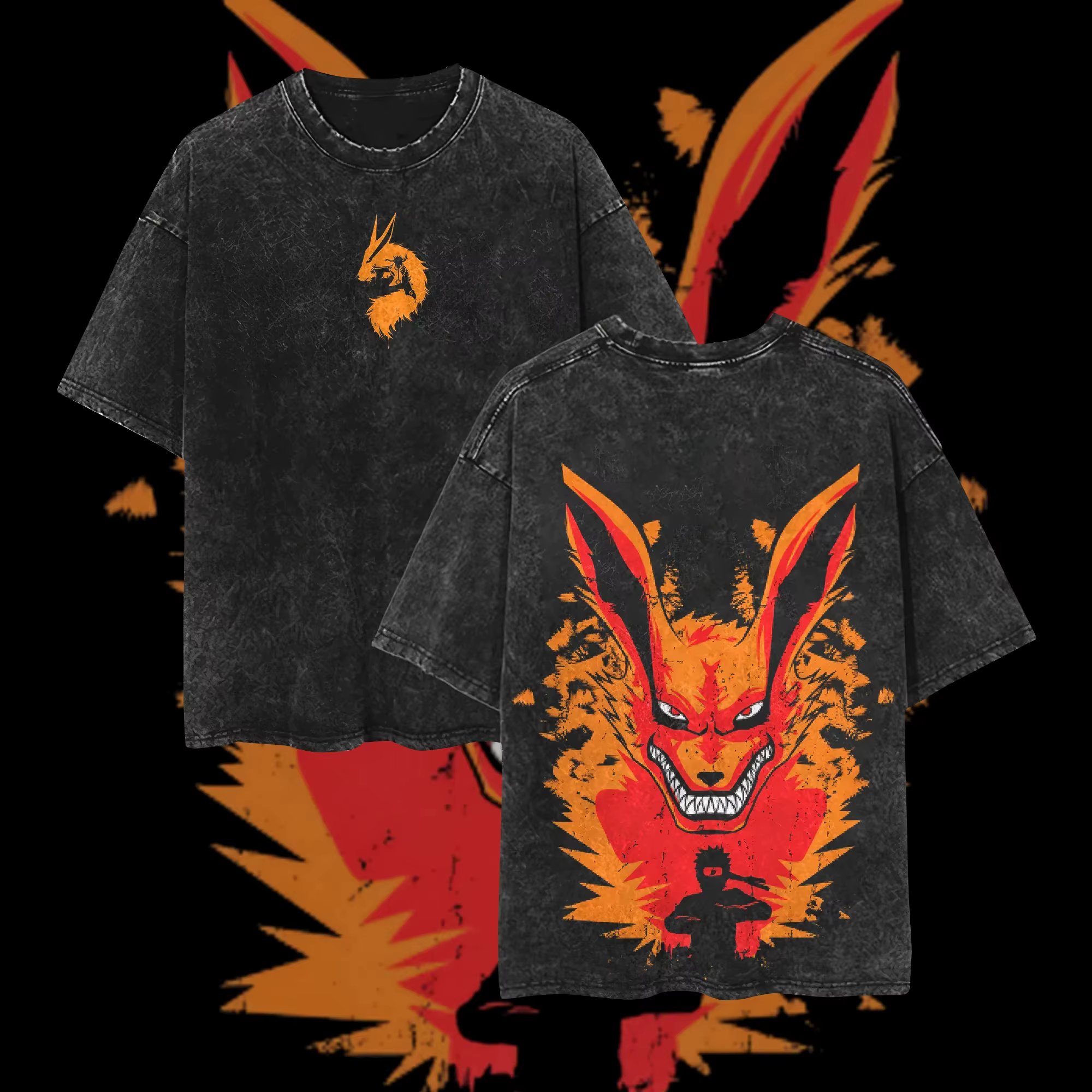 T-shirt Minato Namikaze Kyuubi Naruto Shippuden, Vintage, lavé, 100% coton, rétro, Anime, Harajuku, 