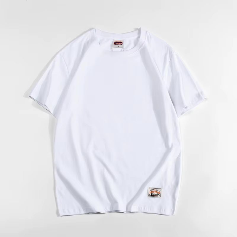 T-shirt en coton à col rond pour hommes, chemise basique décontractée, document solide, haute qualit