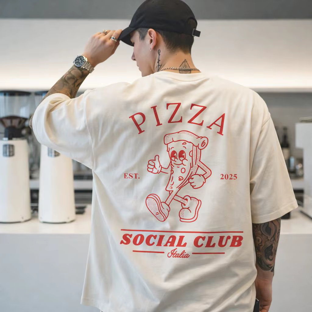 T-shirt rétro Club Pizza Social Été 2026 - T-shirt Gourmet Italien Rétro, Convient aux Garçons et au