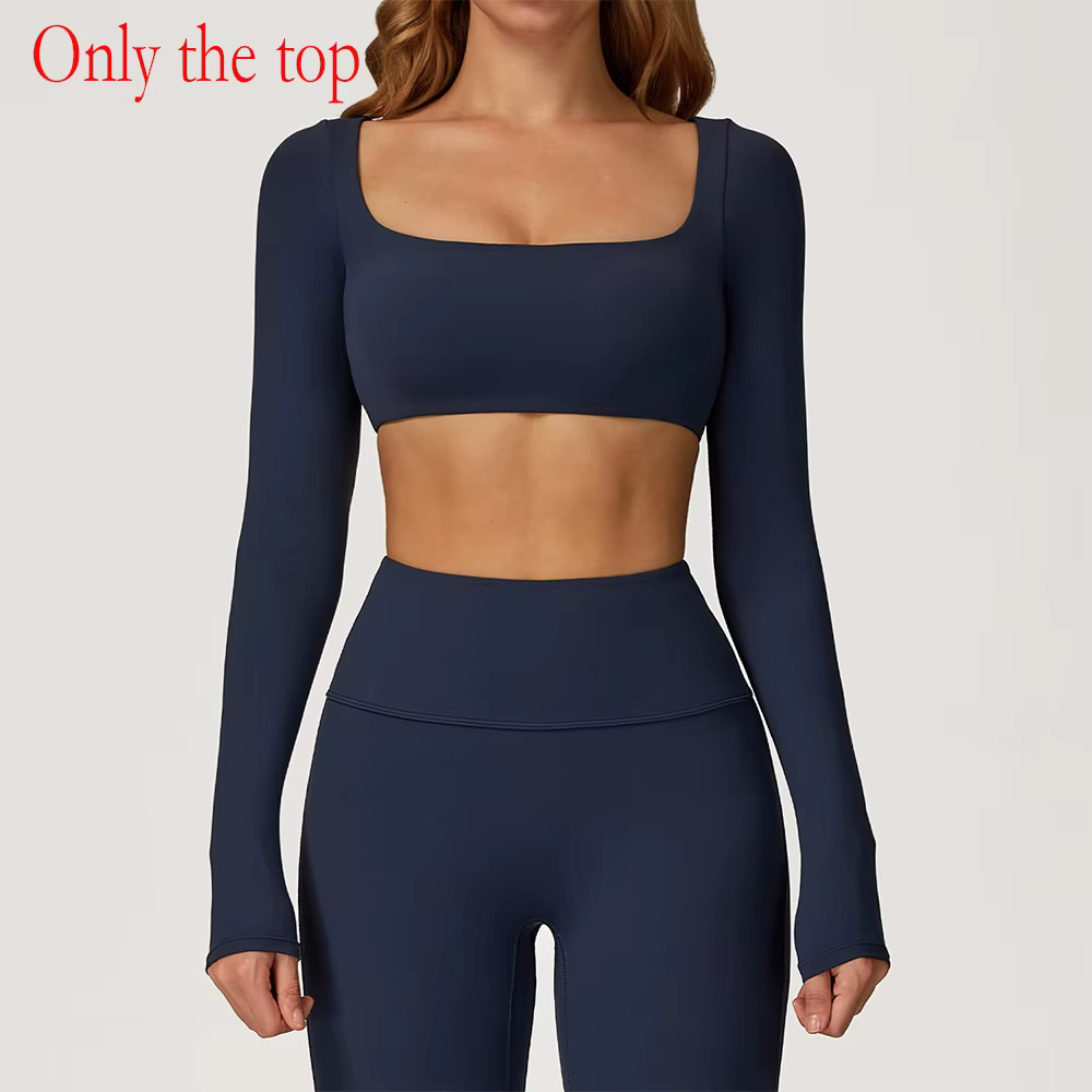 Tops de sport à manches longues pour le yoga, t-shirts sexy à ventre découvert, vêtements de sport p