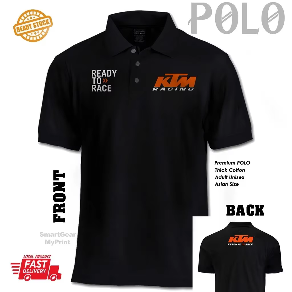 Chemise à col pour homme POLO KTM Racing Sports Casual Loose imprimée