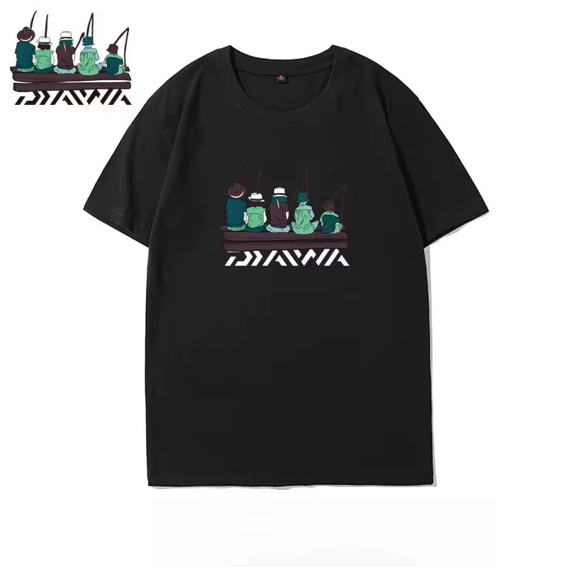 T-shirt à manches courtes pour hommes, ample, en coton, pour la pêche en mer, tendance en plein air,