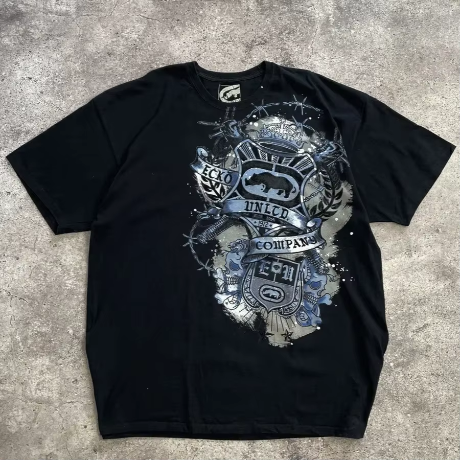Ecko Rhino imprimé graphique t-shirt Y2K Vintage surdimensionné Streetwear t-shirt pour hommes femme