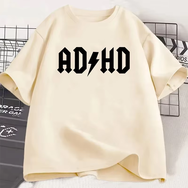 T-shirts imprimés Adhd pour femmes, mode décontractée d'été, hauts minimalistes, streetwear Y2K, t-s