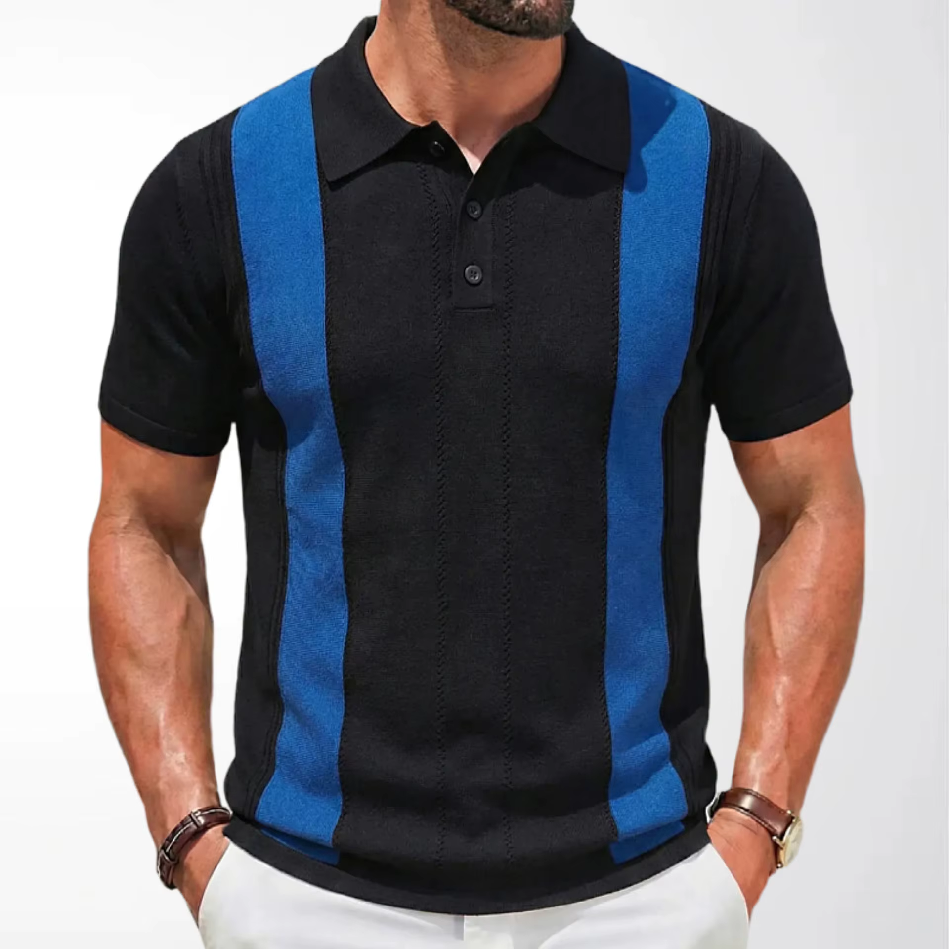 Polo Vintage rayé pour hommes, léger, en tricot, chemises de Golf, classique, décontracté, manches c