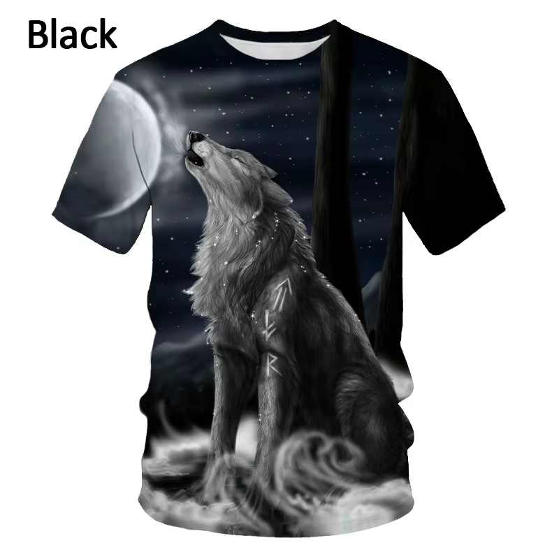 T-shirt imprimé loup 3D pour hommes et femmes, T-shirt graphique, T-shirt à manches courtes, Cool, p