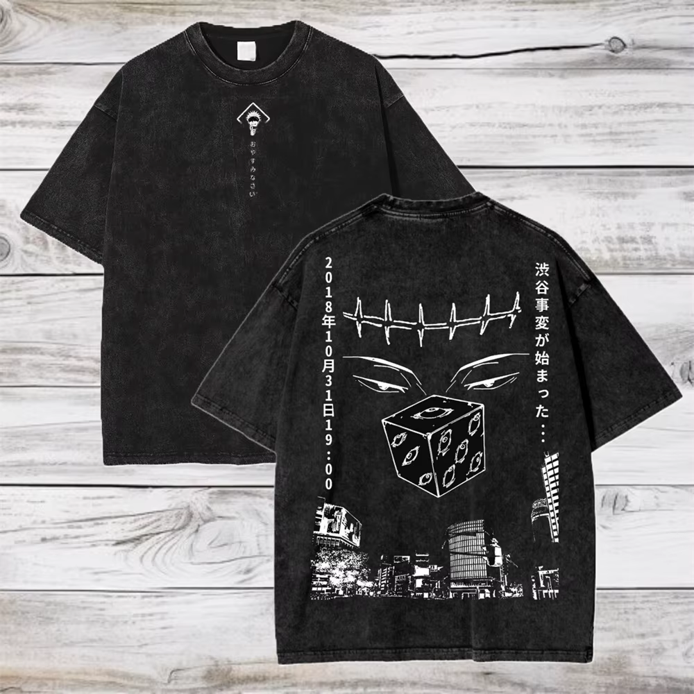 Gojo Satoru Jujutsu Kaisen femmes T-shirt lavé coton T-shirt hommes vêtements été à manches courtes 