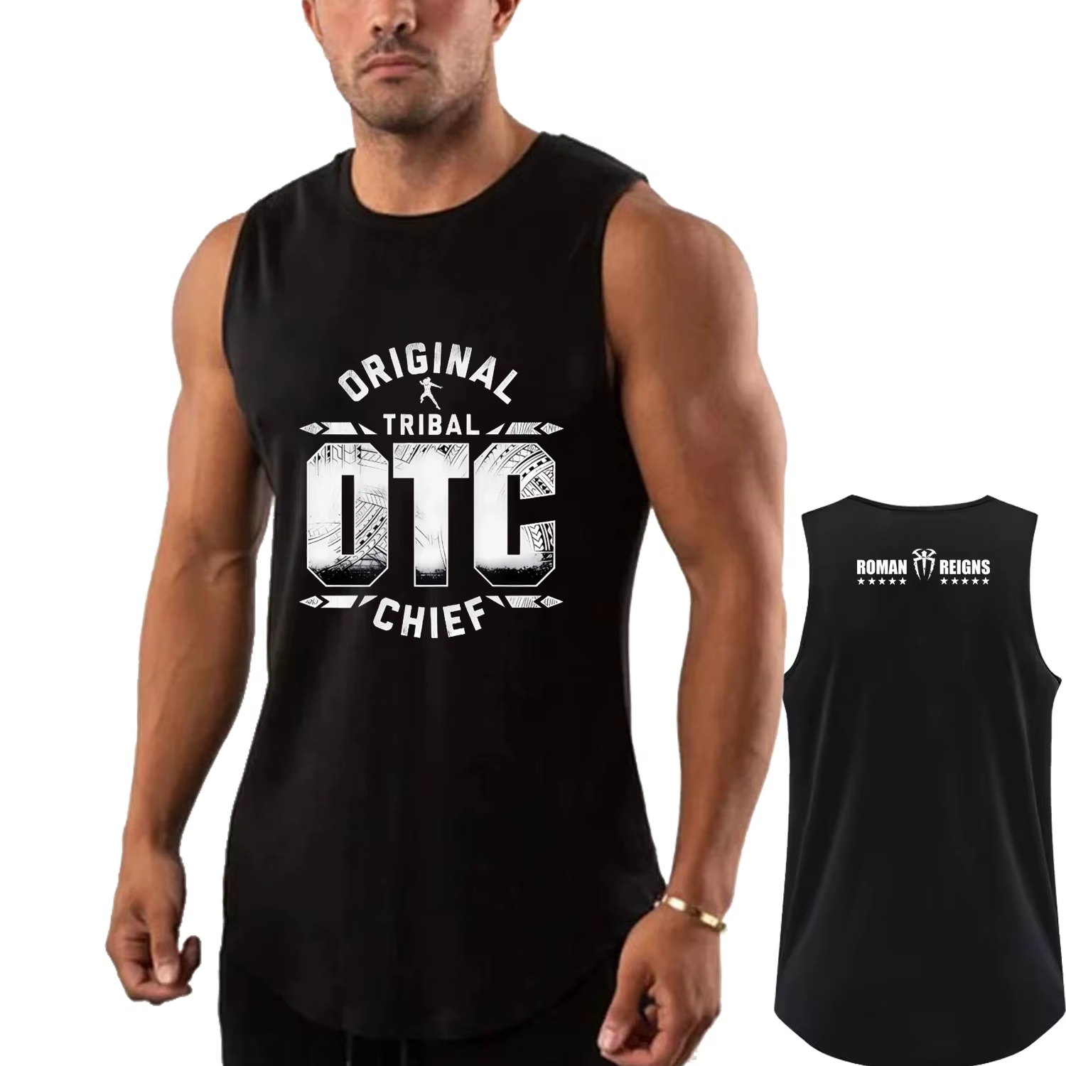 Débardeur pour hommes, nouveau modèle d'été, noir, du célèbre lutteur Roman Reigns, OTC 10 étoiles, 