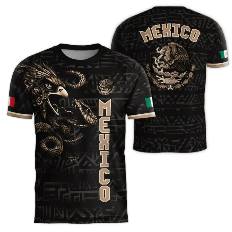 T-shirt Mexique Aztèque Homme Femme, T-shirt graphique avec emblème d'aigle mexicain, Vêtements de s